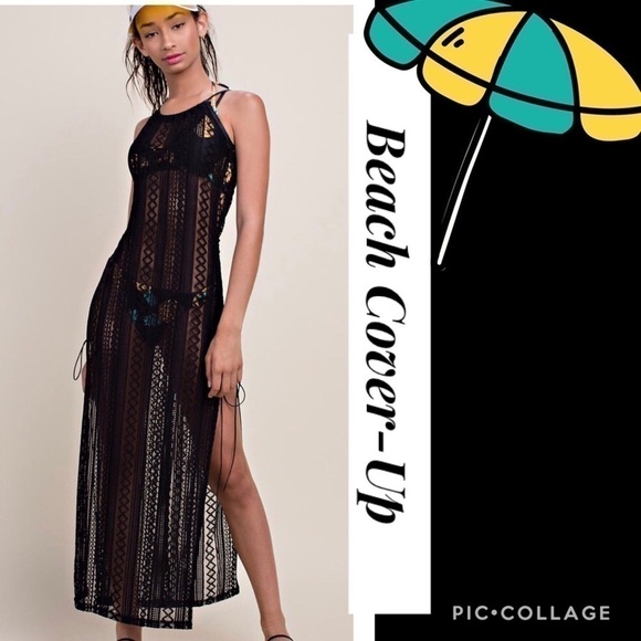 Blu Trends Other - SALE!  Black Maxi Lacy Beach Cover-Up